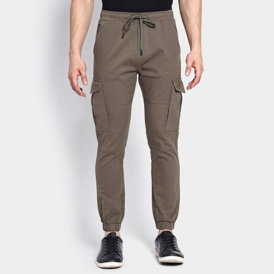 Men's Slim Fit Casual Trousers , Olive, large image number null